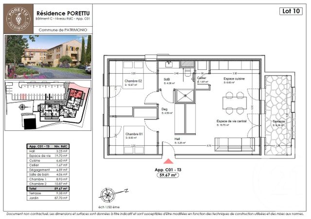Appartement T3 &agrave; vendre - 3 pi&egrave;ces - 59,67 m2 - Patrimonio - 202 - CORSE