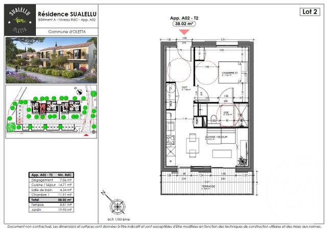 Appartement T2 &agrave; vendre - 2 pi&egrave;ces - 38,02 m2 - Oletta - 202 - CORSE