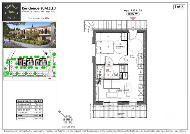 Appartement T2 &agrave; vendre - 2 pi&egrave;ces - 38,02 m2 - Oletta - 202 - CORSE